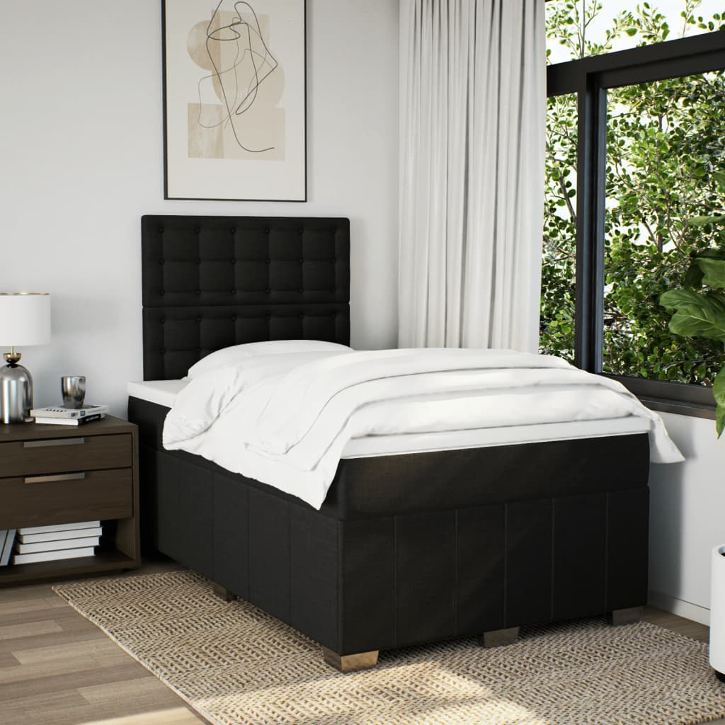 Boxspring met matras stof zwart 120x190 cm