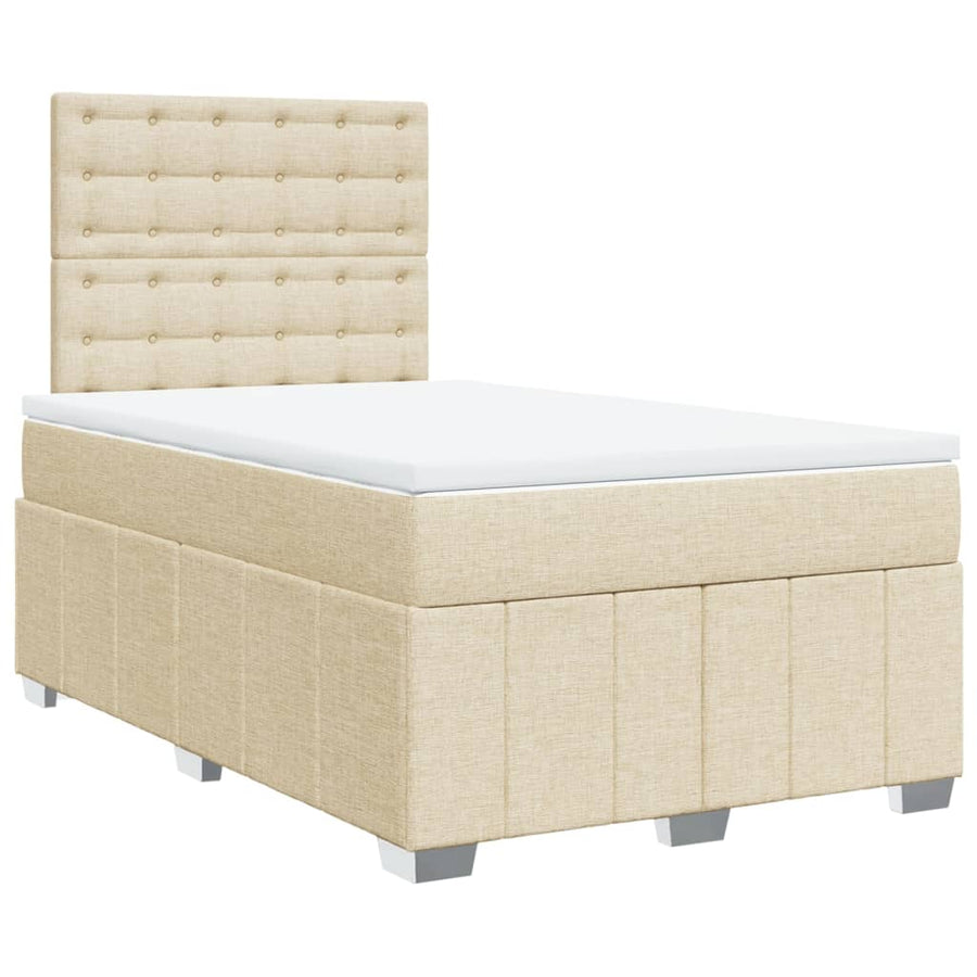Boxspring met matras stof crèmekleurig 120x190 cm