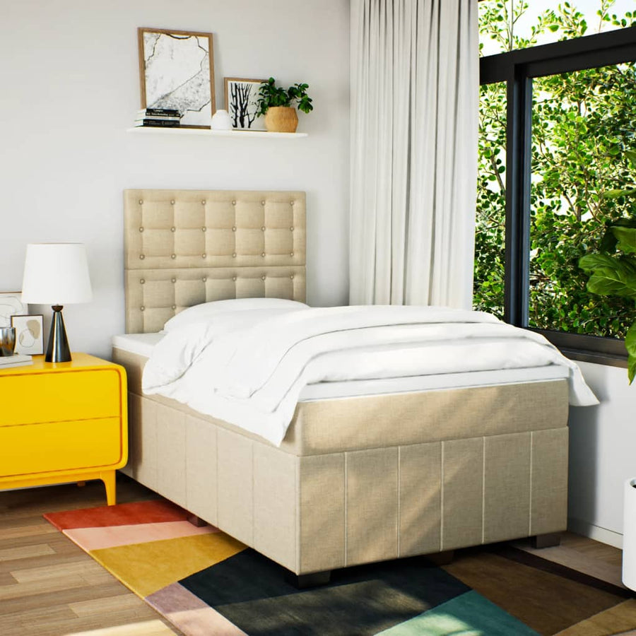 Boxspring met matras stof crèmekleurig 120x190 cm
