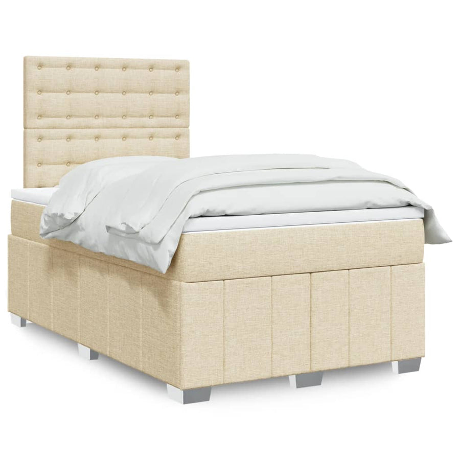 Boxspring met matras stof crèmekleurig 120x190 cm