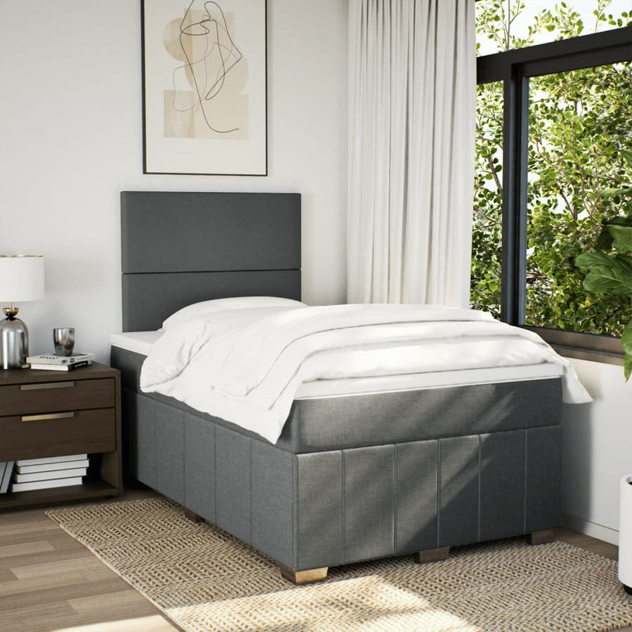 Boxspring met matras stof donkergrijs 120x200 cm