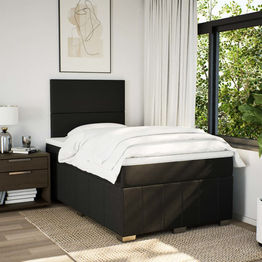 Boxspring met matras stof zwart 120x200 cm