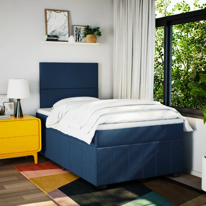 Boxspring Met Matras Stof Blauw 120X200 Cm