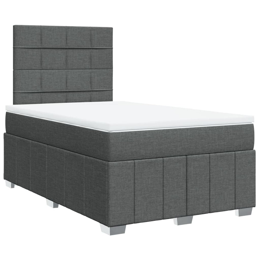 Boxspring met matras stof donkergrijs 120x200 cm