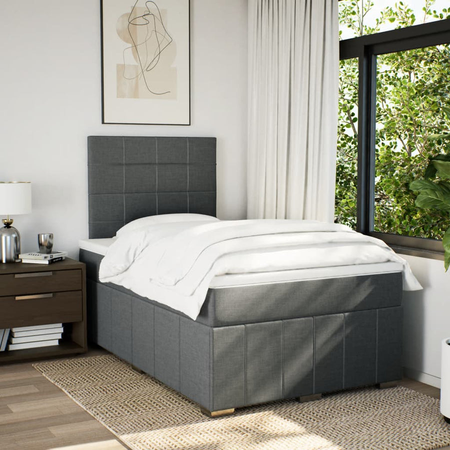 Boxspring met matras stof donkergrijs 120x200 cm