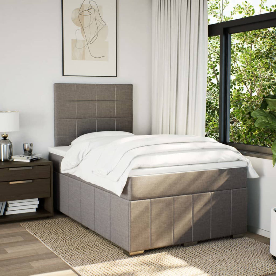 Boxspring met matras stof taupe 120x200 cm