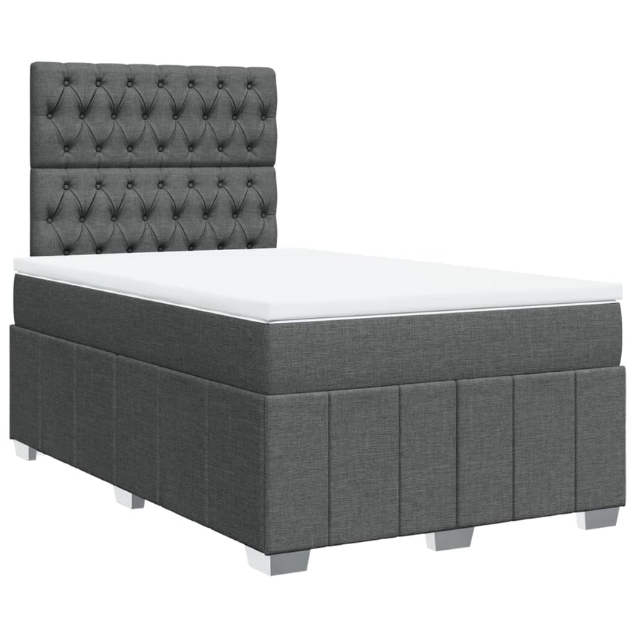 Boxspring met matras stof donkergrijs 120x200 cm