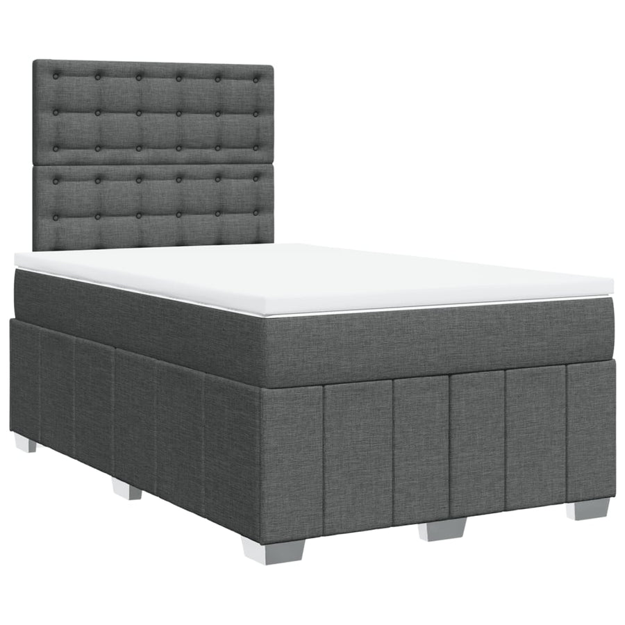 Boxspring met matras stof donkergrijs 120x200 cm