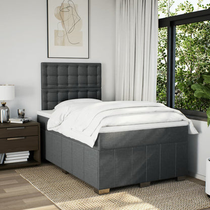 Boxspring met matras stof donkergrijs 120x200 cm