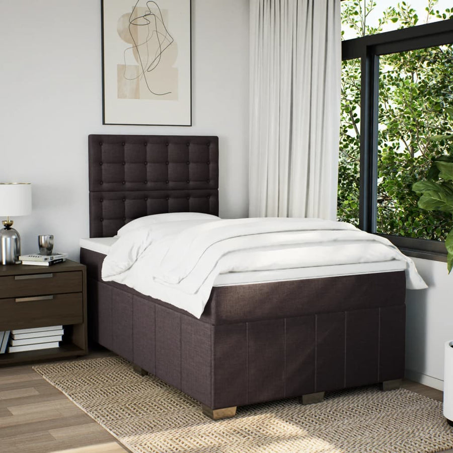 Boxspring met matras stof donkerbruin 120x200 cm