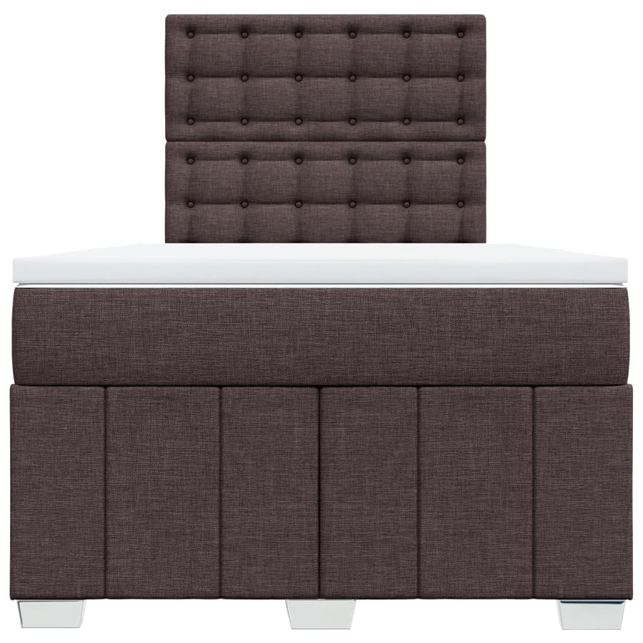 Boxspring met matras stof donkerbruin 120x200 cm