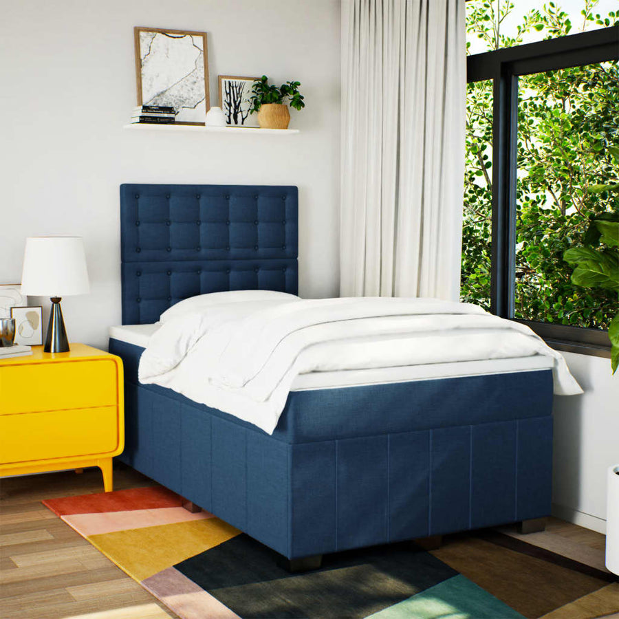 Boxspring Met Matras Stof 120 x 200 cm Blauw