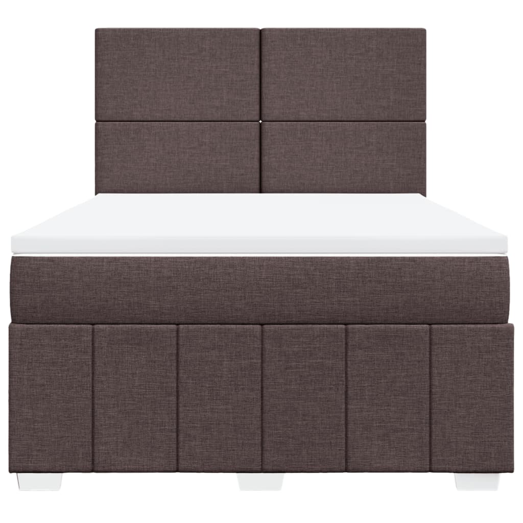 Boxspring met matras stof donkerbruin 140x190 cm