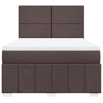 Boxspring met matras stof donkerbruin 140x190 cm