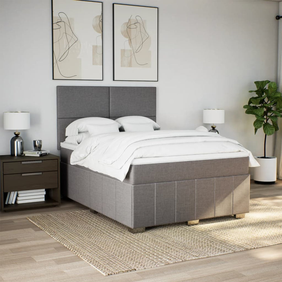 Boxspring met matras stof taupe 140x190 cm