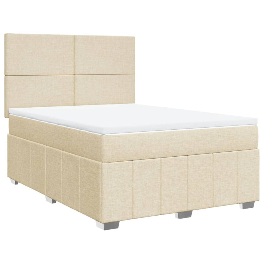 Boxspring met matras stof crèmekleurig 140x190 cm