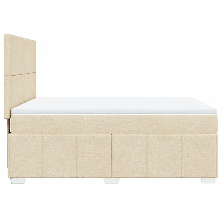 Boxspring met matras stof crèmekleurig 140x190 cm