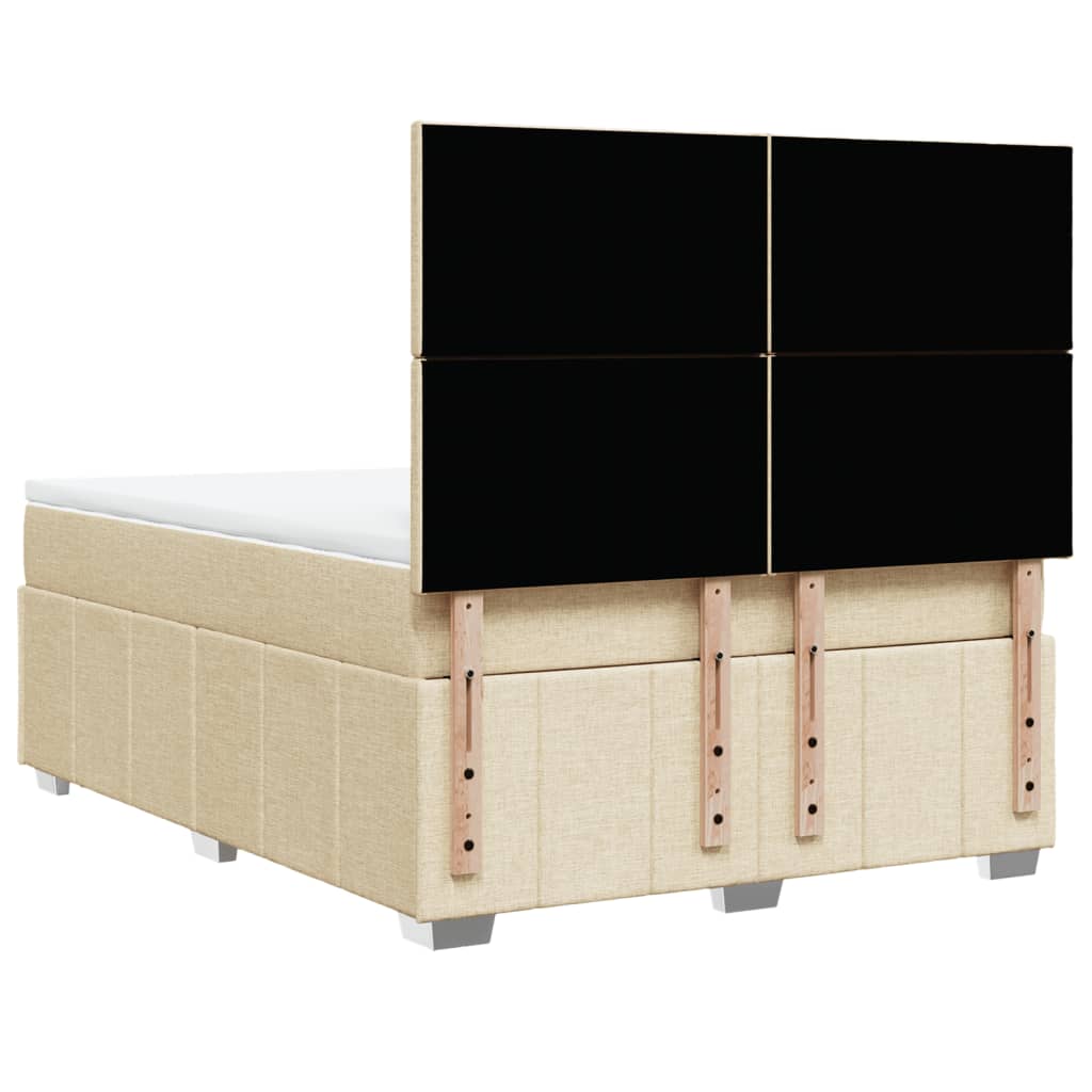 Boxspring met matras stof crèmekleurig 140x190 cm