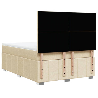 Boxspring met matras stof crèmekleurig 140x190 cm
