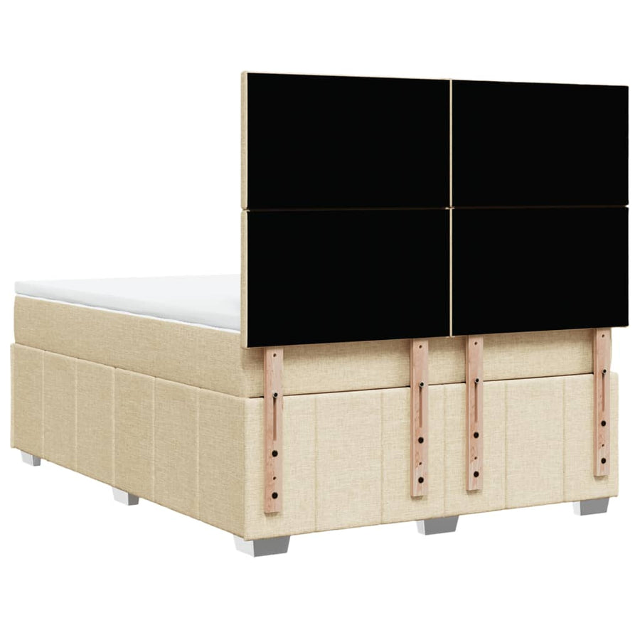 Boxspring met matras stof crèmekleurig 140x190 cm