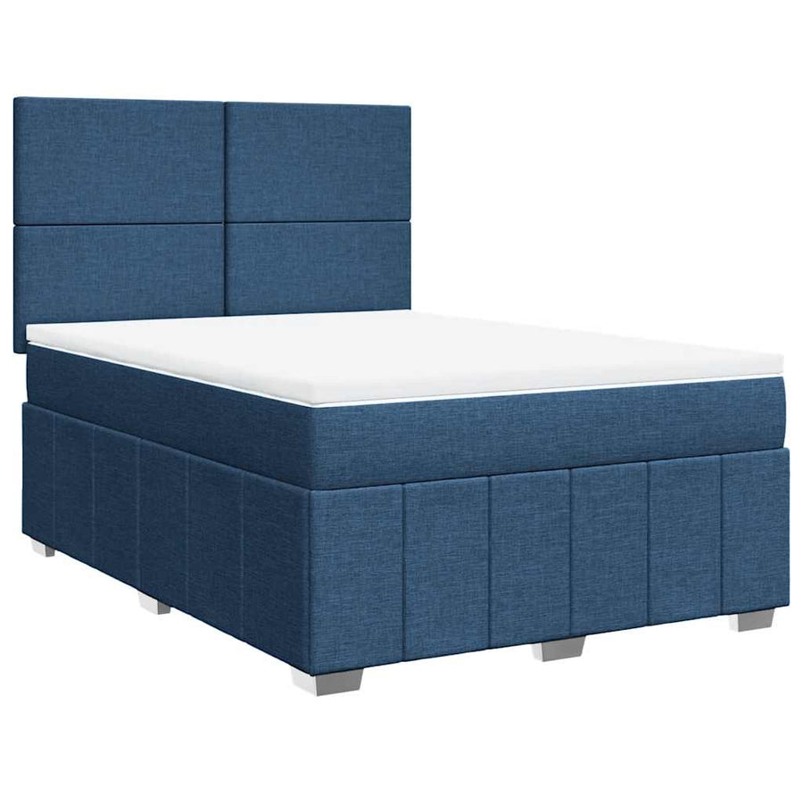 Boxspring met matras stof blauw 140x190 cm