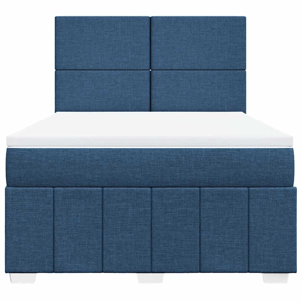 Boxspring met matras stof blauw 140x190 cm