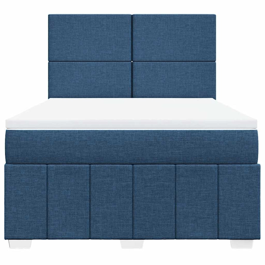 Boxspring met matras stof blauw 140x190 cm