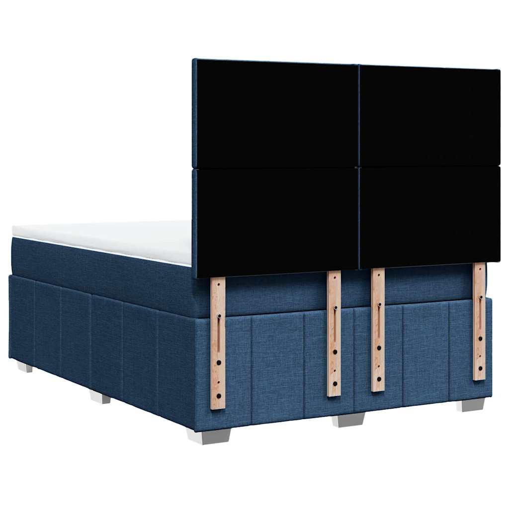 Boxspring met matras stof blauw 140x190 cm
