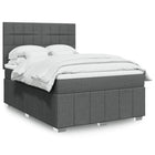Boxspring met matras 140x190 cm grijs stof