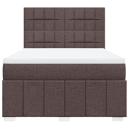 Boxspring met matras stof donkerbruin 140x190 cm