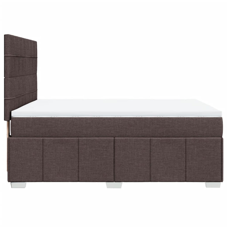 Boxspring met matras stof donkerbruin 140x190 cm