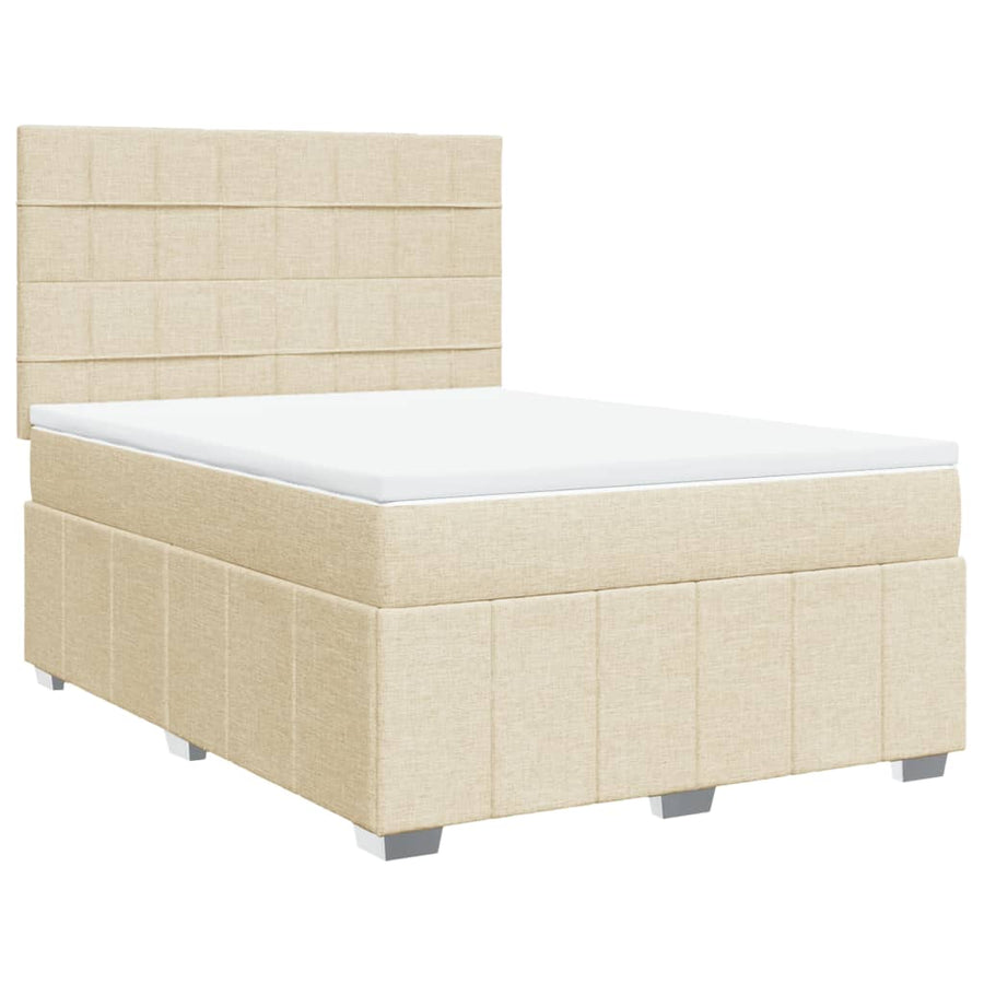 Boxspring met matras stof crèmekleurig 140x190 cm