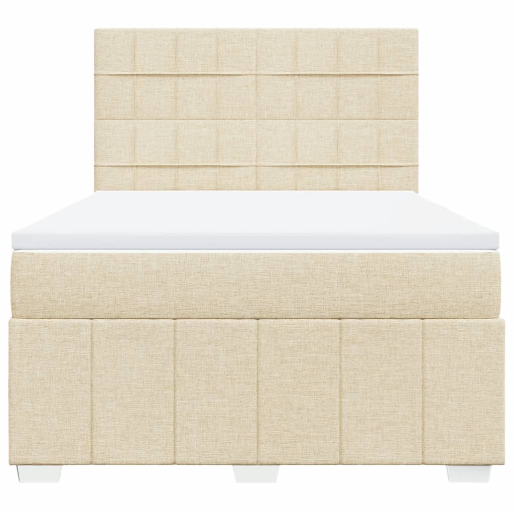 Boxspring met matras stof crèmekleurig 140x190 cm