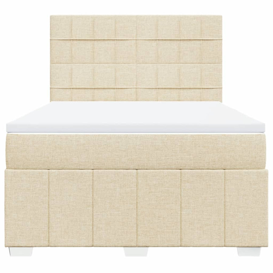 Boxspring met matras stof crèmekleurig 140x190 cm