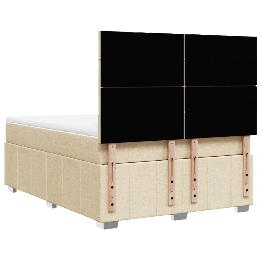 Boxspring met matras stof crèmekleurig 140x190 cm