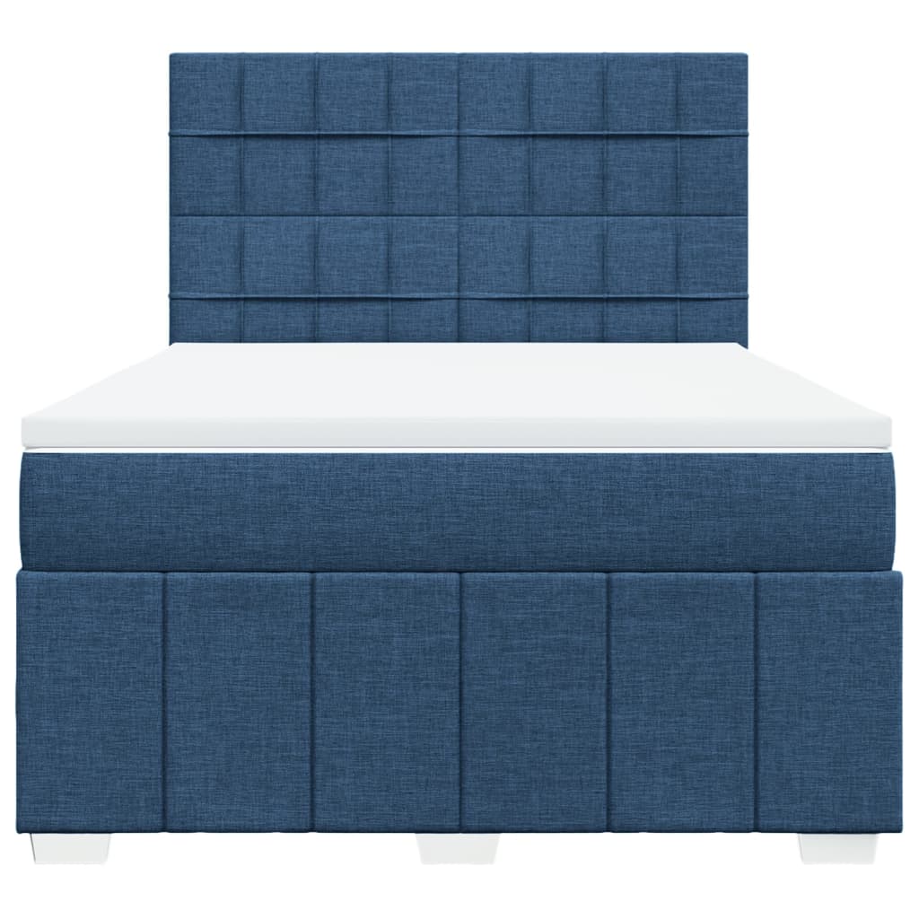 Boxspring met matras stof blauw 140x190 cm