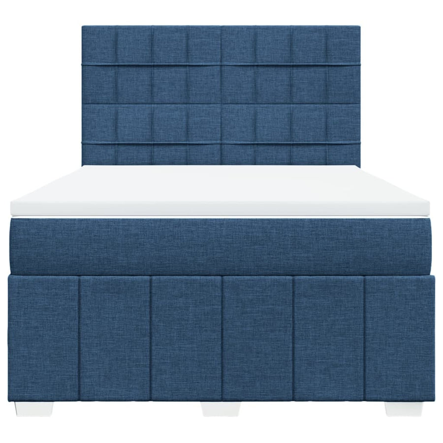 Boxspring met matras stof blauw 140x190 cm