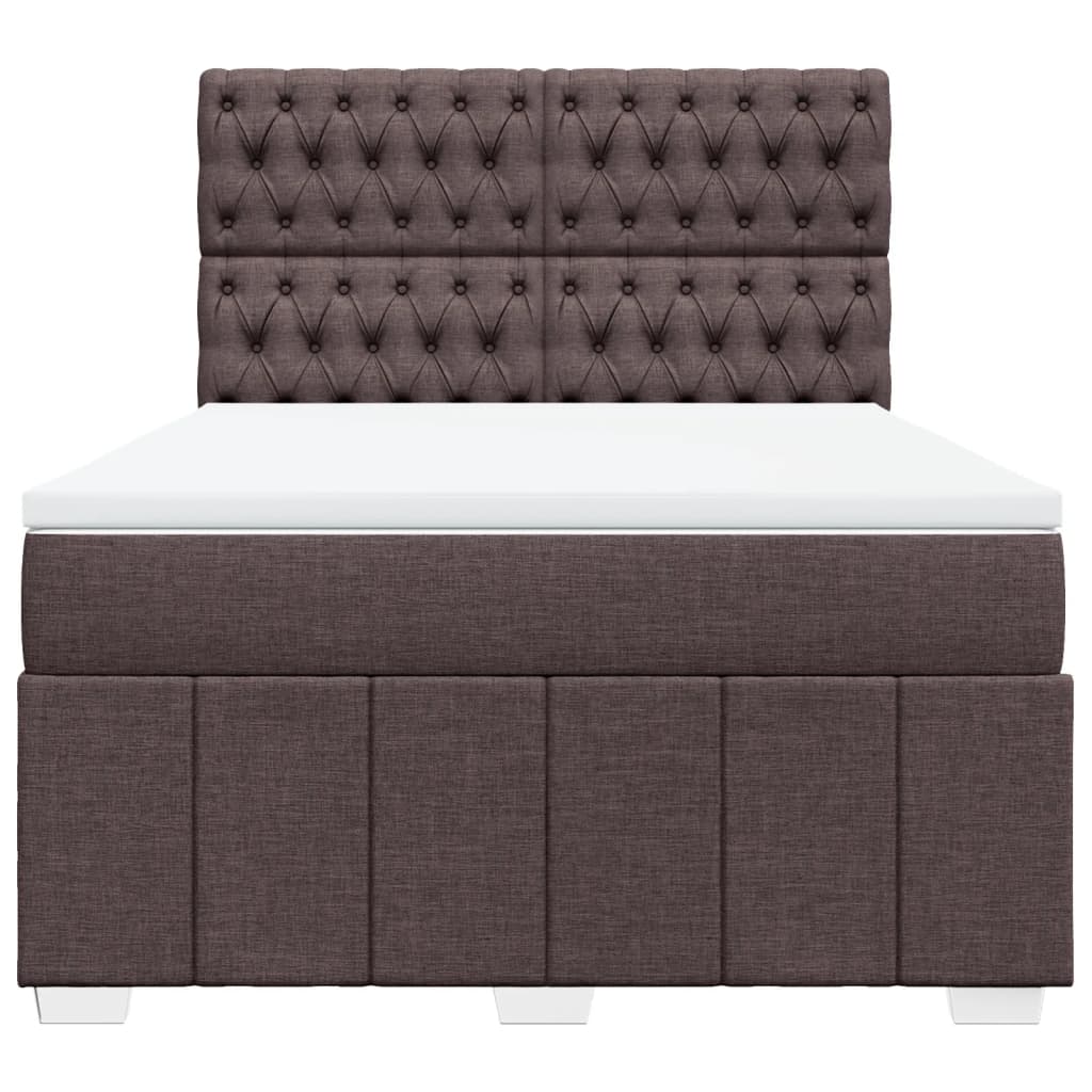 Boxspring met matras stof donkerbruin 140x190 cm