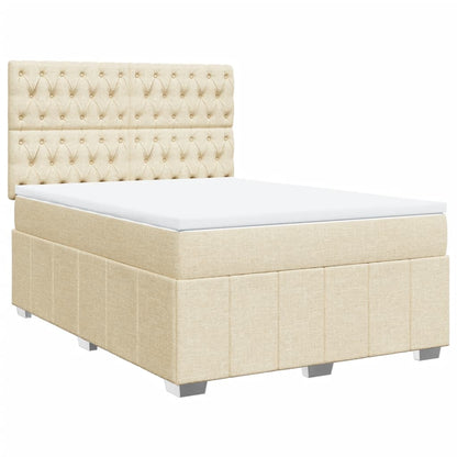 Boxspring met matras stof crèmekleurig 140x190 cm