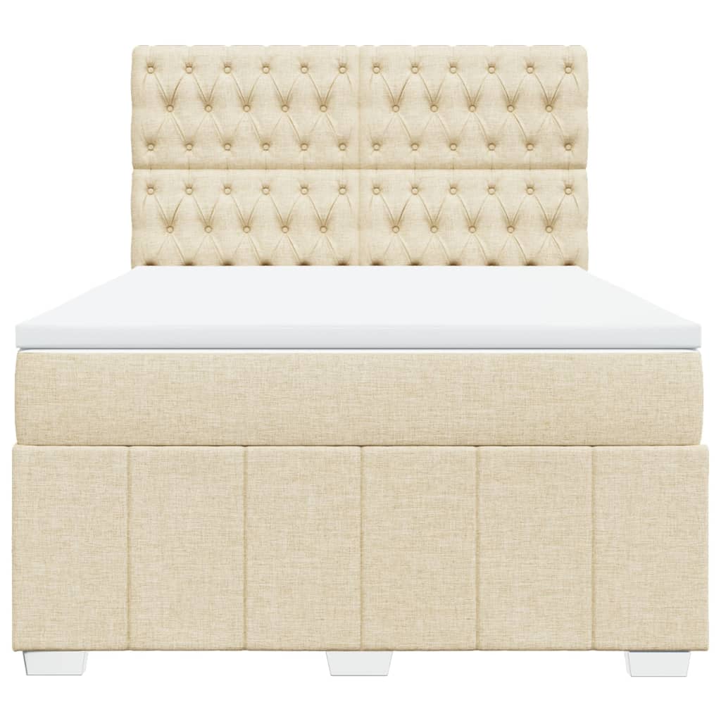 Boxspring met matras stof crèmekleurig 140x190 cm
