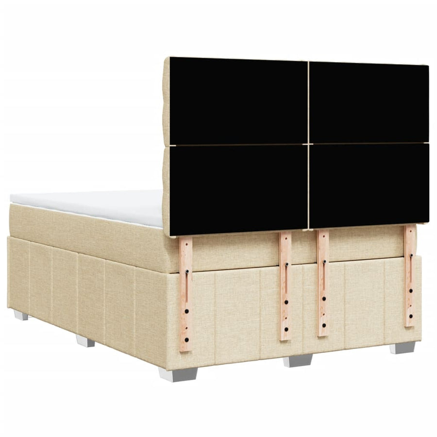 Boxspring met matras stof crèmekleurig 140x190 cm
