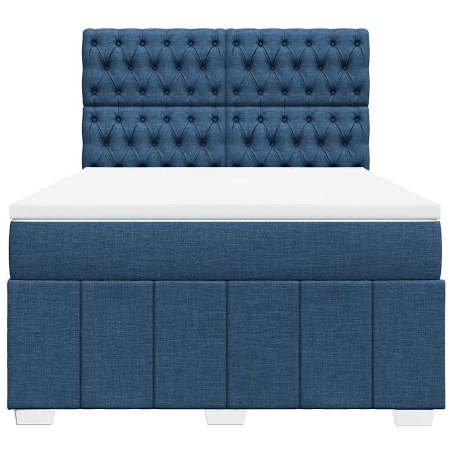 Boxspring met matras stof blauw 140x190 cm