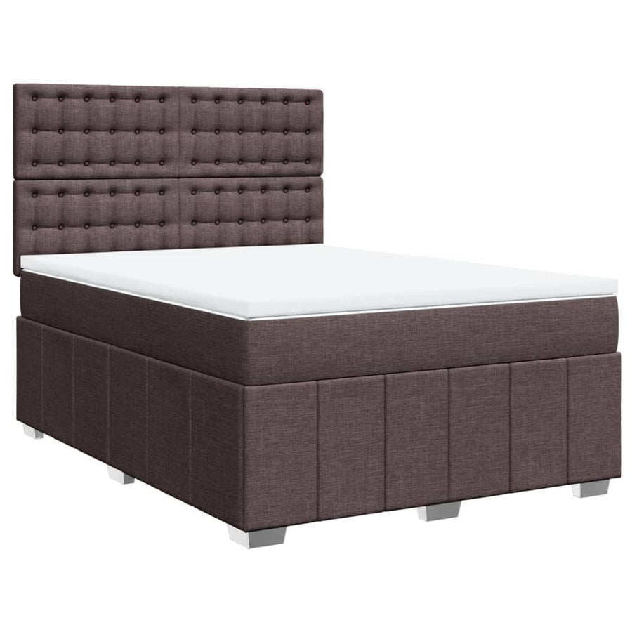 Boxspring met matras stof donkerbruin 140x190 cm