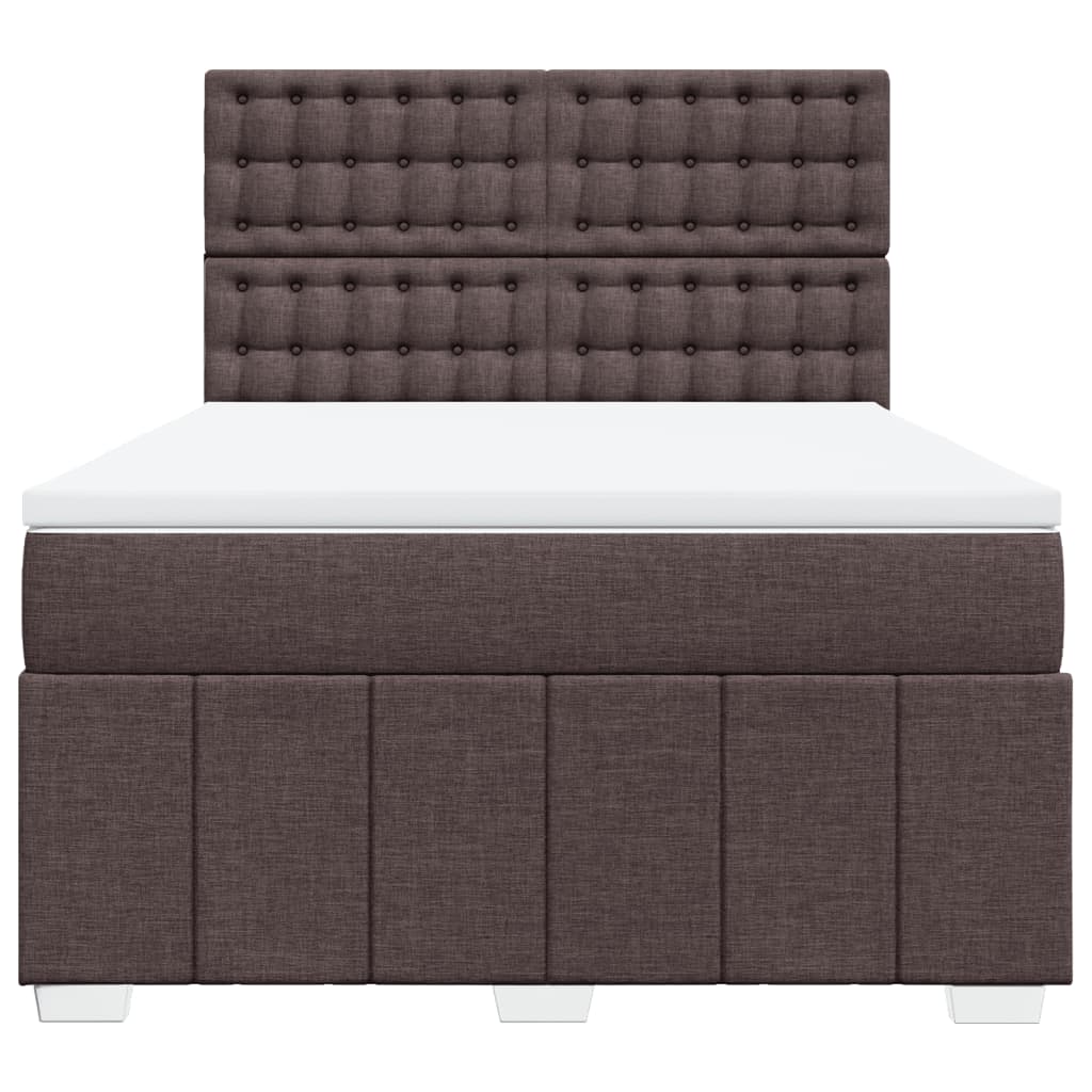 Boxspring met matras stof donkerbruin 140x190 cm