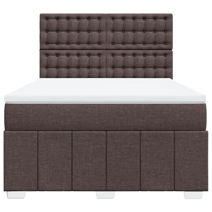 Boxspring met matras stof donkerbruin 140x190 cm