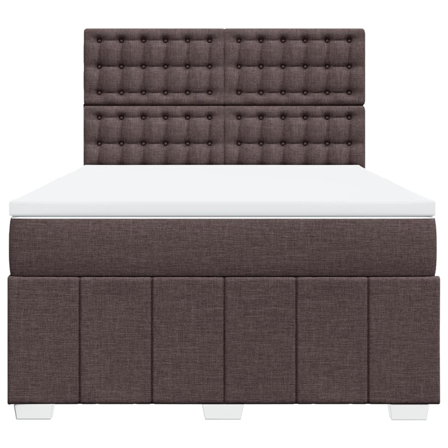 Boxspring met matras stof donkerbruin 140x190 cm