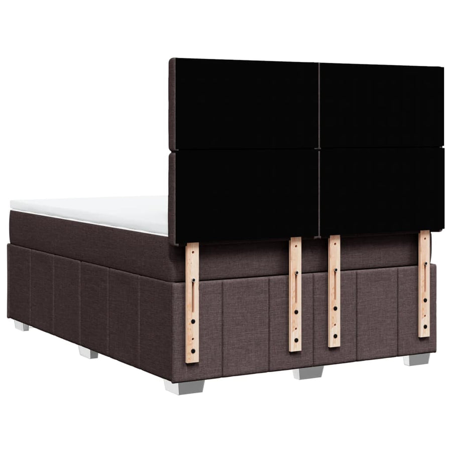 Boxspring met matras stof donkerbruin 140x190 cm