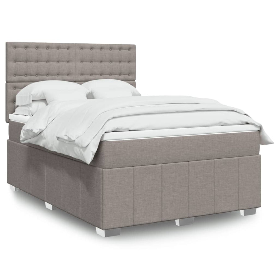 Boxspring met matras stof taupe 140x190 cm