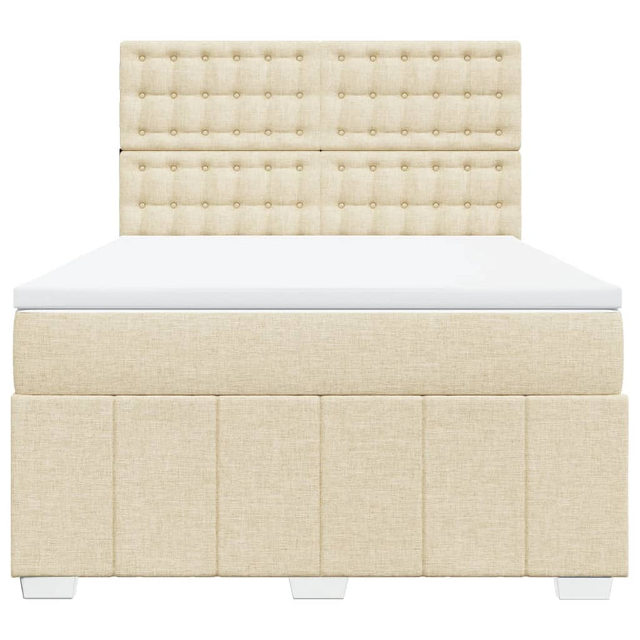 Boxspring met matras stof crèmekleurig 140x190 cm