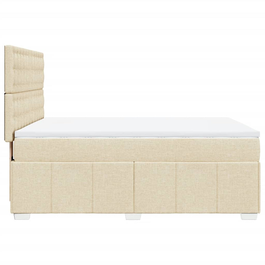 Boxspring met matras stof crèmekleurig 140x190 cm